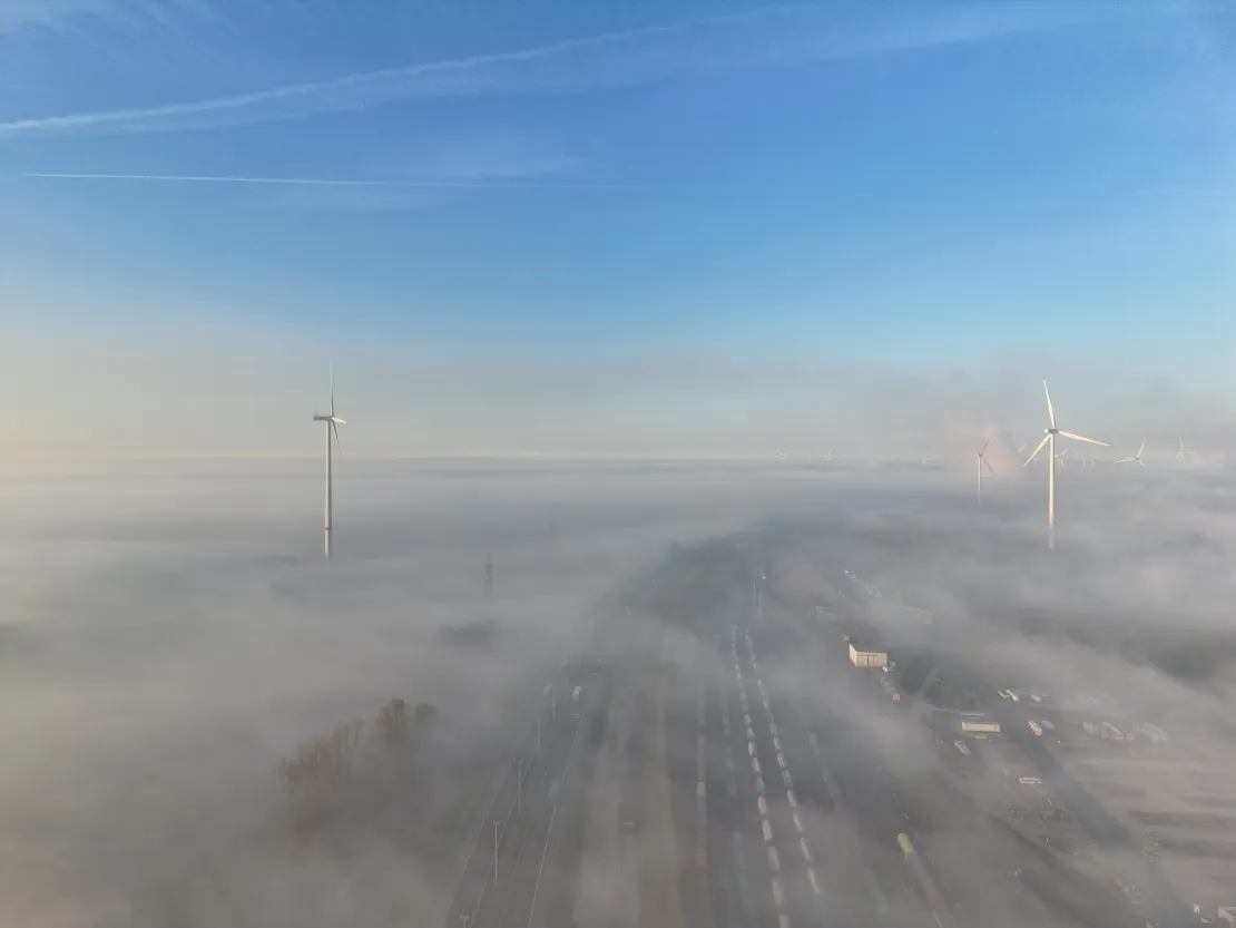 low-lying morning mist